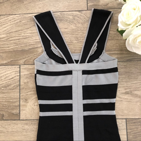 EXPRESS black and grey bodycon bandage dress size extra small - Picture 3 of 7